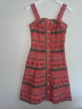 Sleeveless Red Striped Button-Front Summer Dress